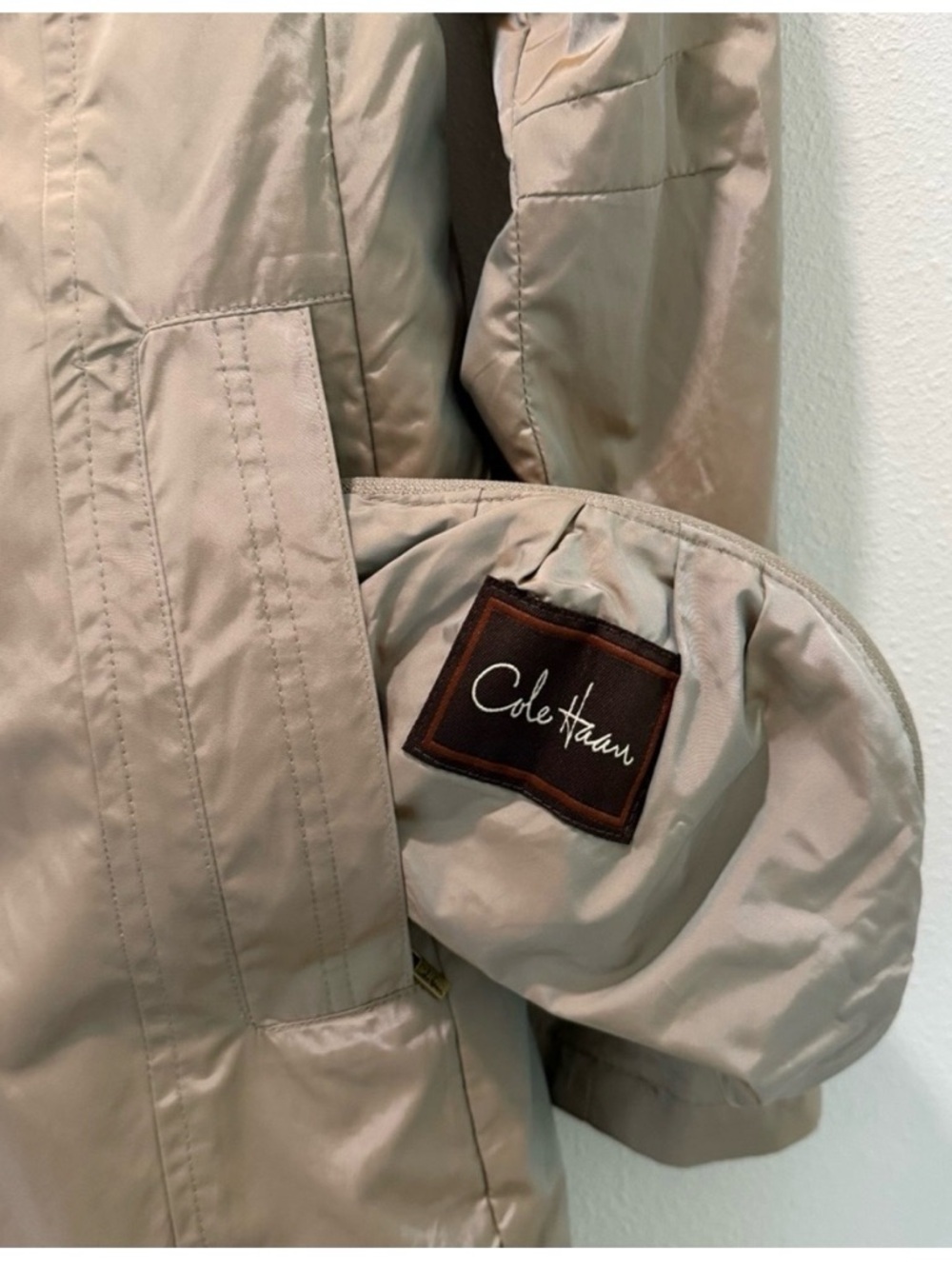 Cole Haan Chic Rain Coat with Back Bow - Picture 9 of 12